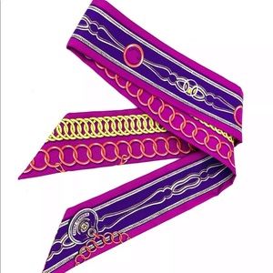 Hermes Twilly 100% Silk Maillons Twilly Fuchsia